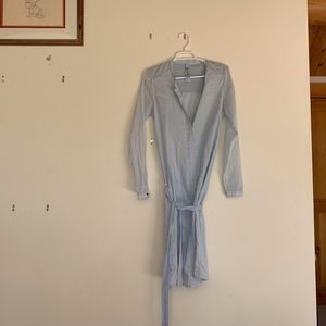 Blue Long Sleeve Midi Dress